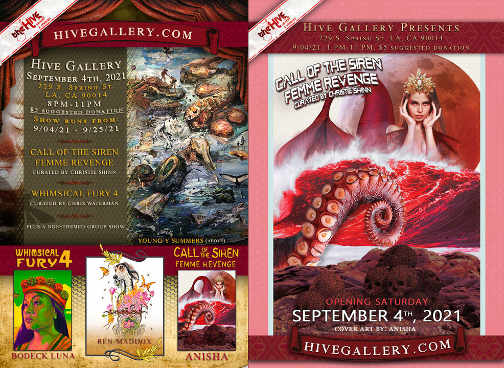 Mike Diana @ Hive Gallery: "Song of the Siren" Femme Fatale show, curated by Christie Shinn:Opening Sept. 4th: 8-11pm / thru Sept 25th, 2021