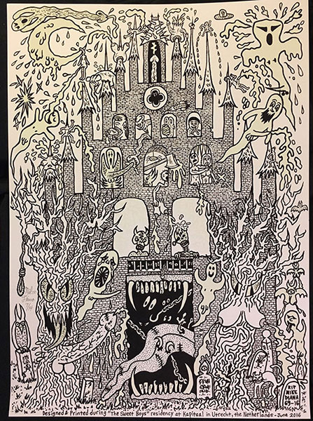 "Haunted Castle" Glow-In-The-Dark Silkscreen Print by Mike Diana