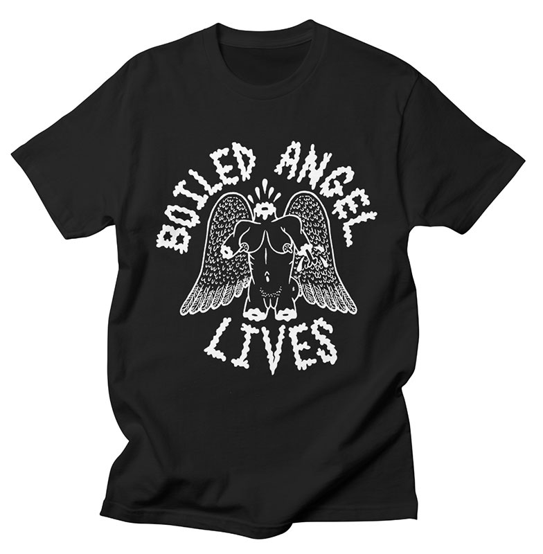 Boiled Angel Lives Black T-Shirts by Mike Diana