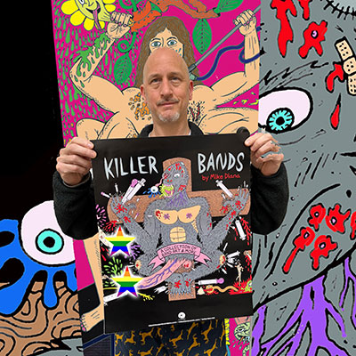 Mike Diana KILLER BANDS Book, poster, buttons Mike Diana KILLER BANDS Book, poster, buttons