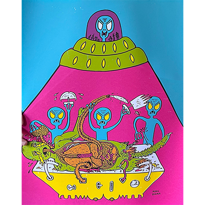 Alienz_printMD400 Alien Dissection Screen Print by Mike Diana, printed by Cult Pump (Copenhagen, 2026)